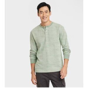 Goodfellow & CO Men's Long Sleeve Textured Henley Shirt Size L NWT